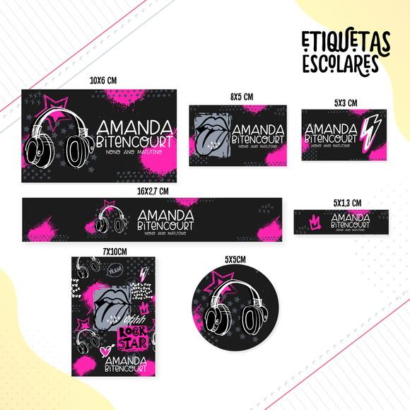 Leve + 13 Arquivo de Corte - Etiqueta Escolar (rock Girl) a