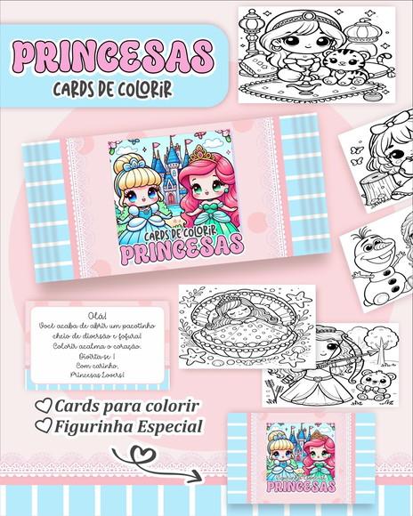 Leve + 13 Arquivo Digital - Cards para Colorir (princesas) 1