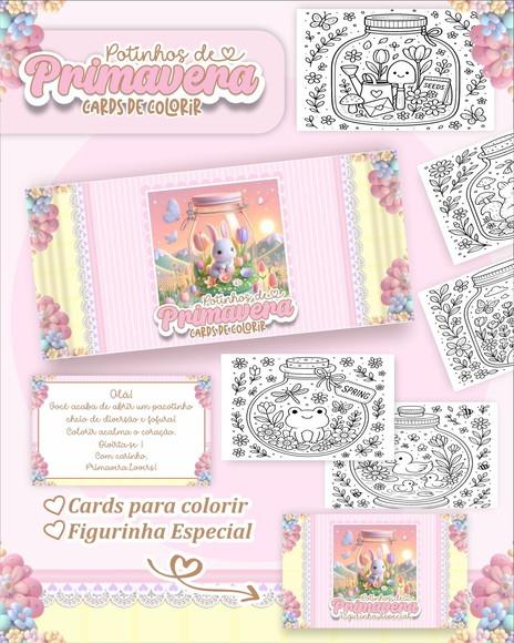 Arquivo Digital - Cards para Colorir Potinhos de Primavera 1