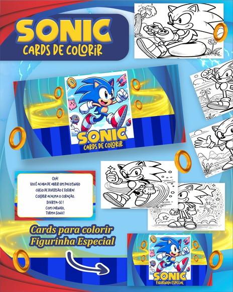 Leve + 13 Arquivo Digital - Cards para Colorir (sonic) 1