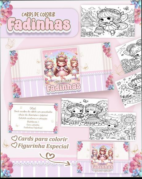 Leve + 13 Arquivo Digital - Cards para Colorir (fadinhas) 1