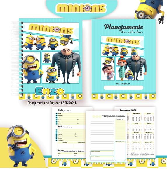 Leve + 13 Arquivo Digital - Etiqueta Escolar (minions) D
