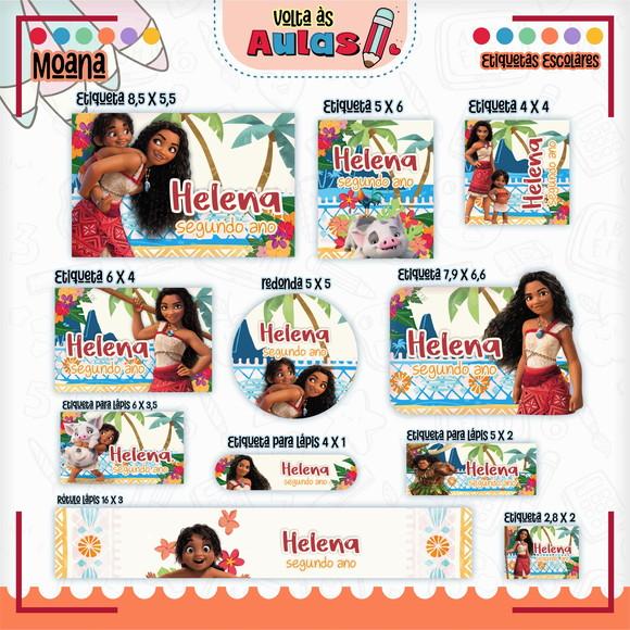 Leve + 13 - Arquivo de Corte - Etiqueta Escolar (moana) H