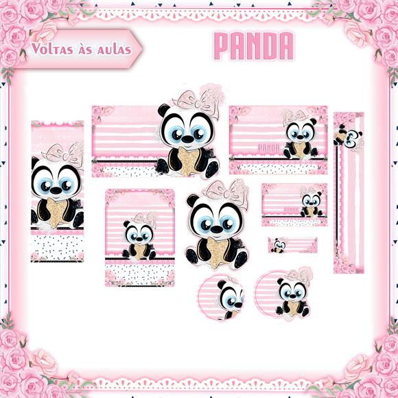 Arquivo de Corte - Etiqueta Escolar (panda Rosa) e
