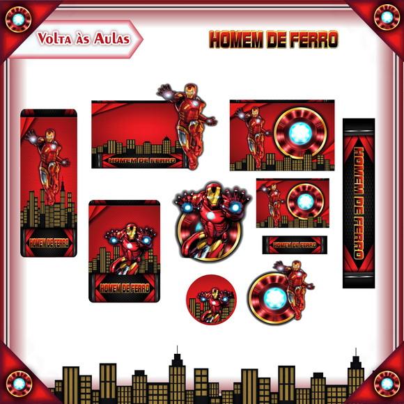 Arquivo de Corte - Etiqueta Escolar (homem de Ferro) e