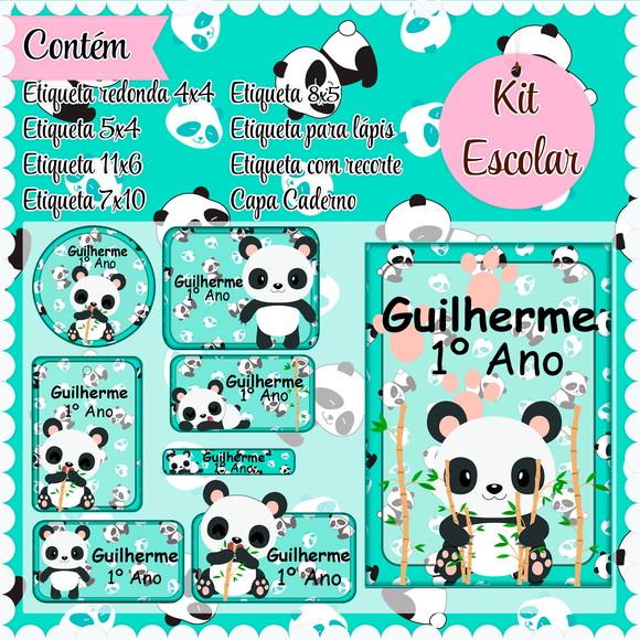 Arquivo de Corte - Etiqueta Escolar (panda) c