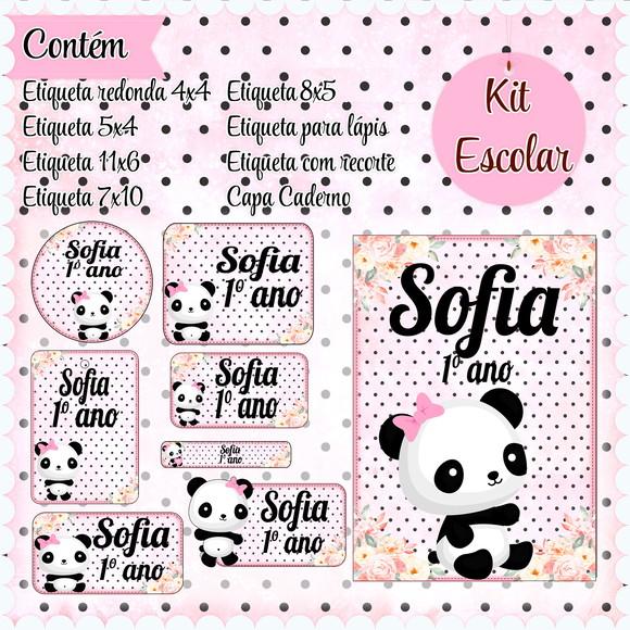 Arquivo de Corte - Etiqueta Escolar (panda Rosa) D