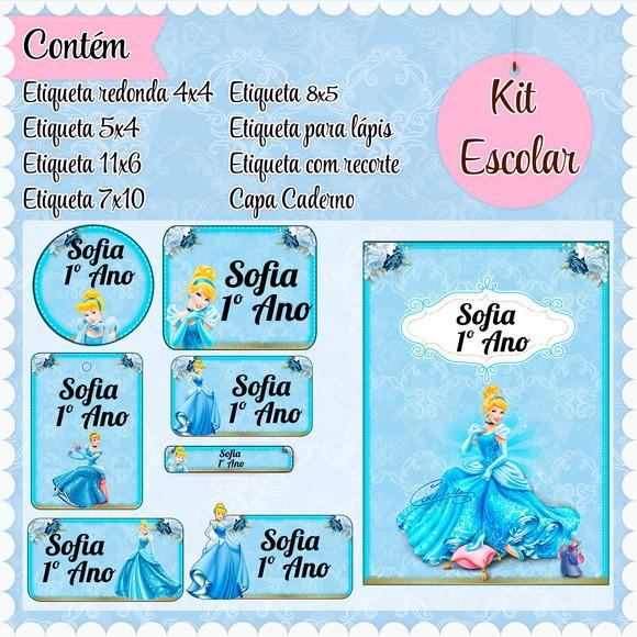 Arquivo de Corte - Etiqueta Escolar (cinderela) F