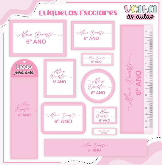 Arquivo de Corte - Etiqueta Escolar (neutro Rosa) a
