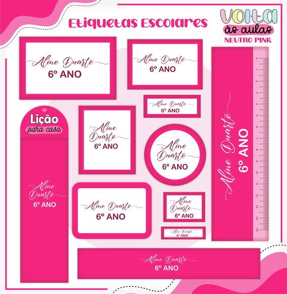 Arquivo de Corte - Etiqueta Escolar (neutro Pink) a