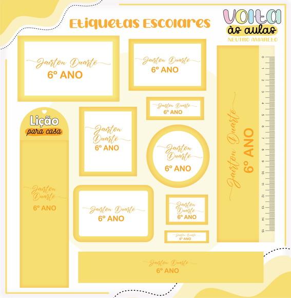 Arquivo de Corte - Etiqueta Escolar (neutro Amarelo) a