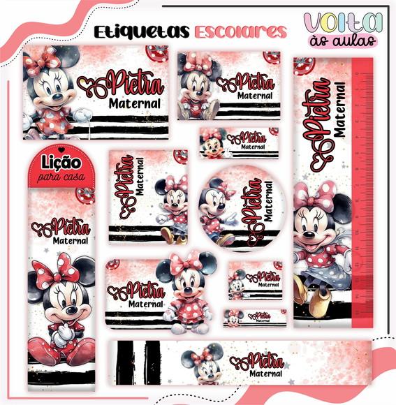 Leve + 13 - Arquivo de Corte - Etiqueta Escolar (minnie) P
