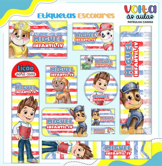 Arquivo de Corte - Etiqueta Escolar (patrulha Canina) J