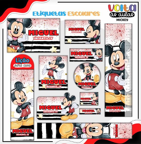 Leve + 13 - Arquivo de Corte - Etiqueta Escolar (mickey) I