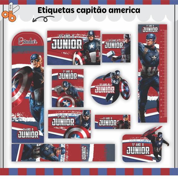 Arquivo de Corte - Etiqueta Escolar (capitão América) c
