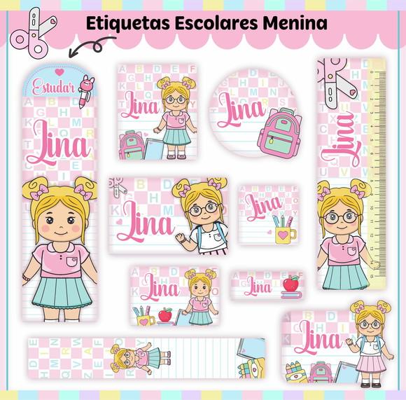 Arquivo de Corte - Etiqueta Escolar (menininha) B