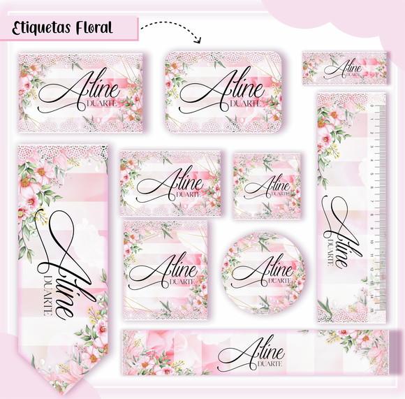 Arquivo de Corte - Etiqueta Escolar (floral) D