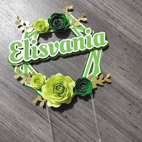 Arquivo de Corte - Topo de Bolo (Floral) 3