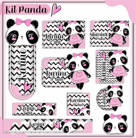 Arquivo de Corte - Etiqueta Escolar (panda Rosa) c