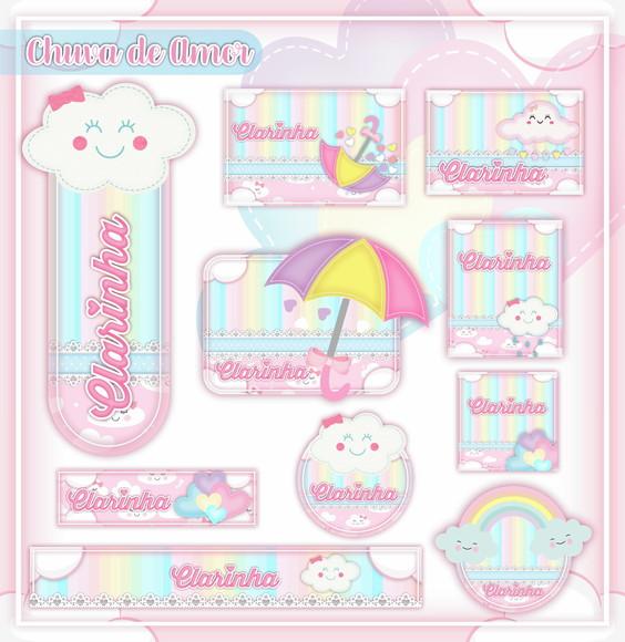 Arquivo de Corte - Etiqueta Escolar (chuva de Amor) c