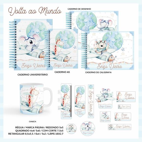 Arquivo Digital - Etiqueta Escolar (Volta ao Mundo) A