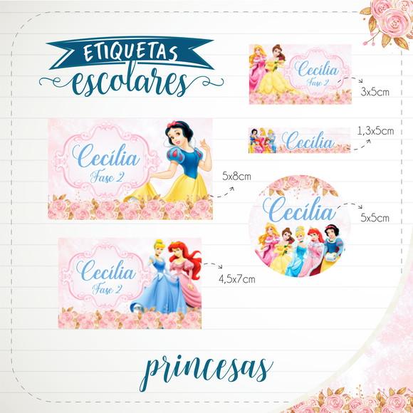 Arquivo de Corte - Etiqueta Escolar (princesas) a