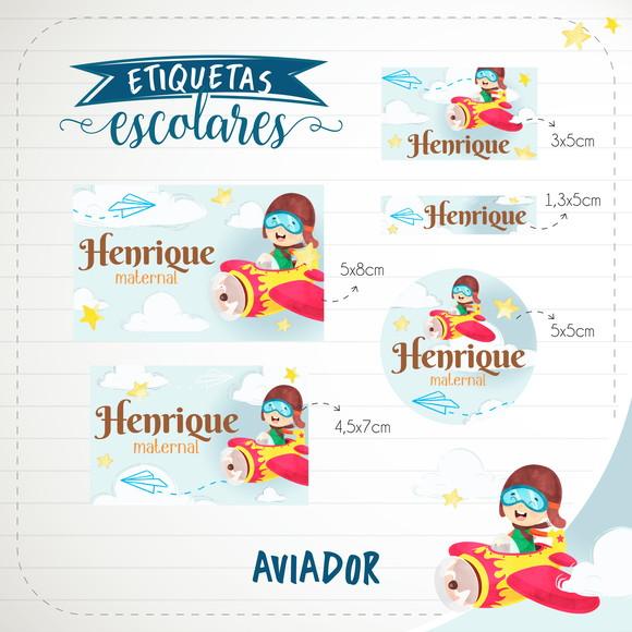 Arquivo de Corte - Etiqueta Escolar (aviador) a