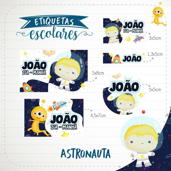 Arquivo de Corte - Etiqueta Escolar (astronauta) a