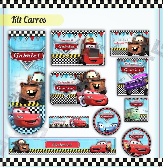Leve + 13 Arquivo de Corte - Etiqueta Escolar (carros) B