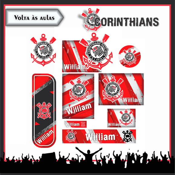 Leve + 13 Arquivo de Corte - Etiqueta Escolar (corínthians) B