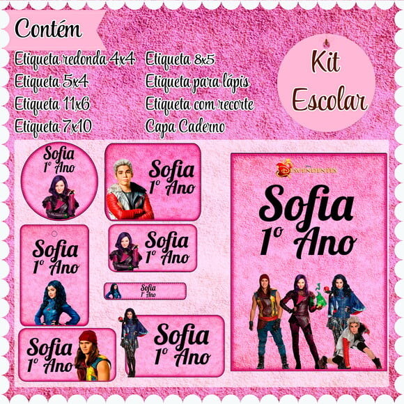 Leve + 13 Arquivo de Corte - Etiqueta Escolar (descendentes) B