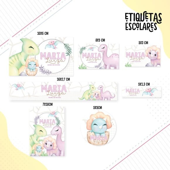 Leve + 13 Arquivo de Corte - Etiqueta Escolar (dinossauros) m