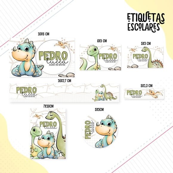 Leve + 13 Arquivo de Corte - Etiqueta Escolar (dinossauros) l