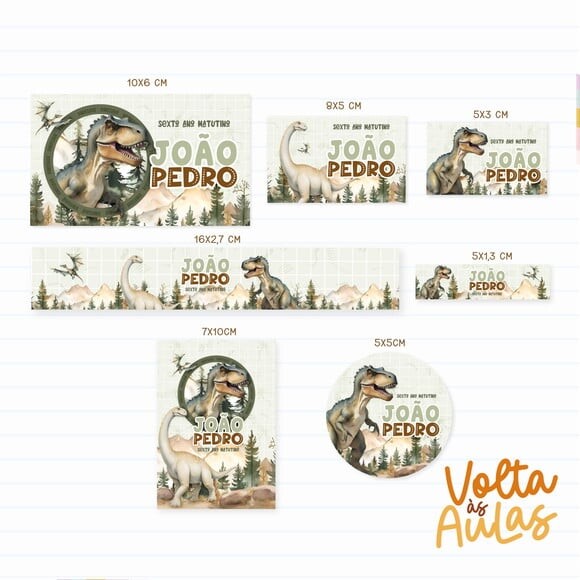 Leve + 13 Arquivo de Corte - Etiqueta Escolar (dinossauros) R