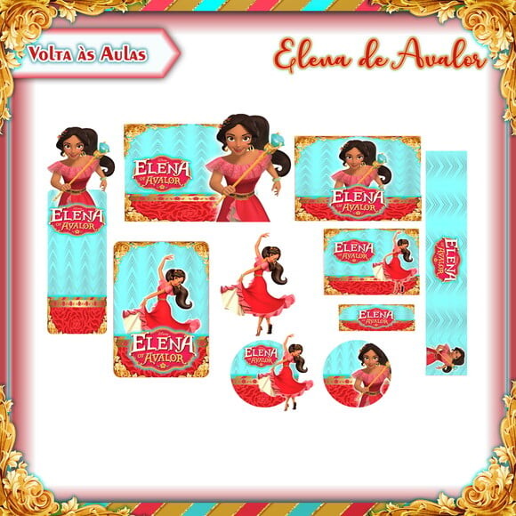 Leve + 13 Arquivo de Corte - Etiqueta Escolar (elena de Avalor) c