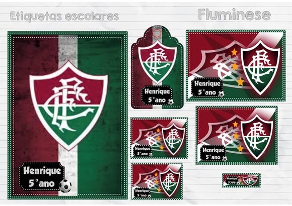 Leve + 13 Arquivo de Corte - Etiqueta Escolar (fluminense) a
