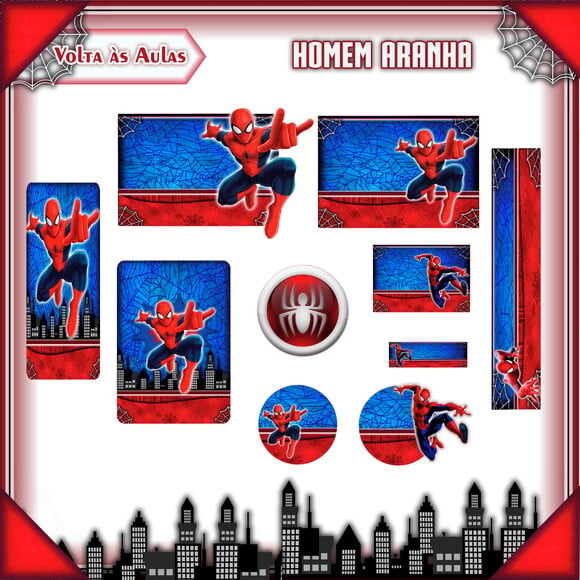 Leve + 13 Arquivo de Corte - Etiqueta Escolar (homem Aranha) I