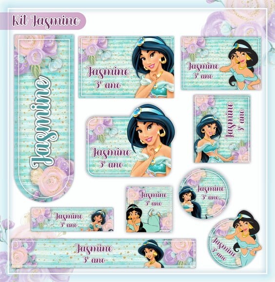 Leve + 13 Arquivo de Corte - Etiqueta Escolar (jasmine) B