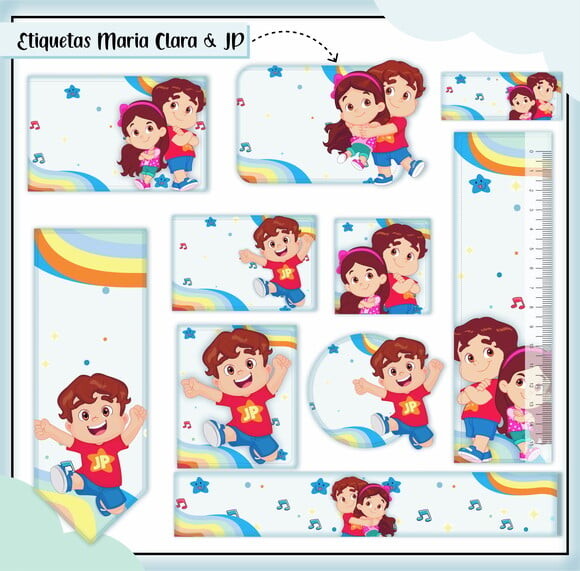 Leve + 13 Arquivo de Corte - Etiqueta Escolar (maria Clara e Jp) 