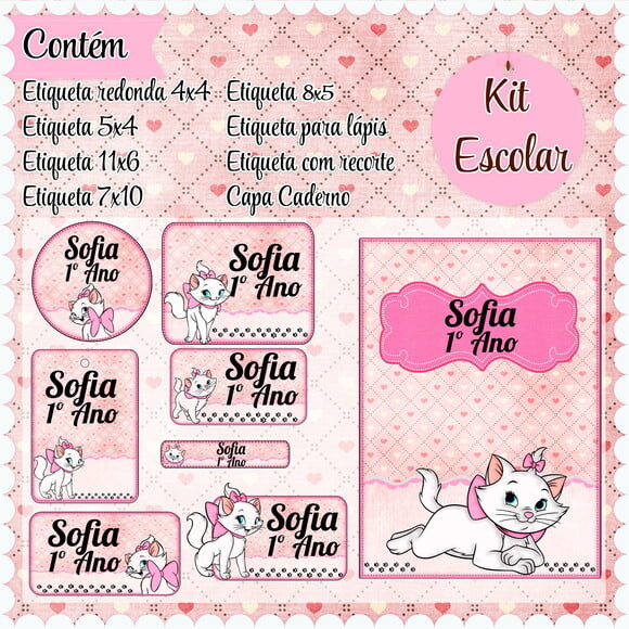 Leve + 13 Arquivo de Corte - Etiqueta Escolar (marie) D