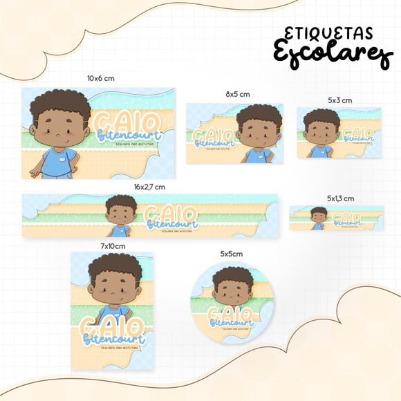 Leve + 13 Arquivo de Corte - Etiqueta Escolar (menino Negro) a