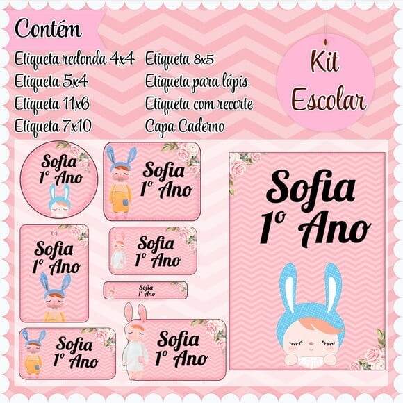 Leve + 13 Arquivo de Corte - Etiqueta Escolar (metoo Dolls) B