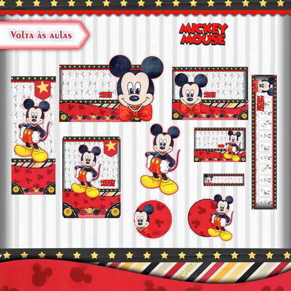 Leve + 13 Arquivo de Corte - Etiqueta Escolar (mickey) J