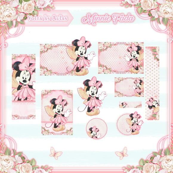 Leve + 13 Arquivo de Corte - Etiqueta Escolar (minnie Fada) a