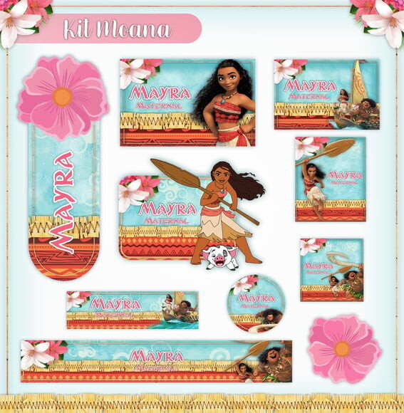 Leve + 13 Arquivo de Corte - Etiqueta Escolar (moana) D