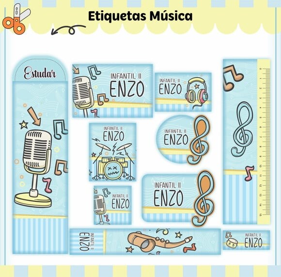 Leve + 13 Arquivo de Corte - Etiqueta Escolar (música) B