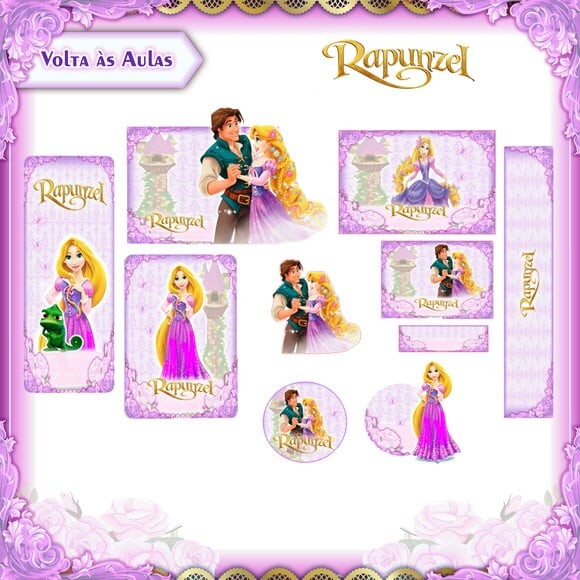 Leve + 13 Arquivo de Corte - Etiqueta Escolar (rapunzel) D