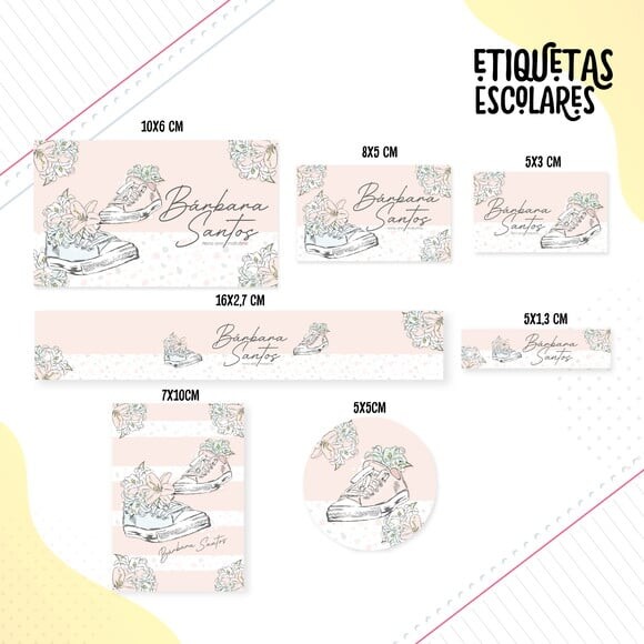Leve + 13 Arquivo de Corte - Etiqueta Escolar (sneaker Girl) a