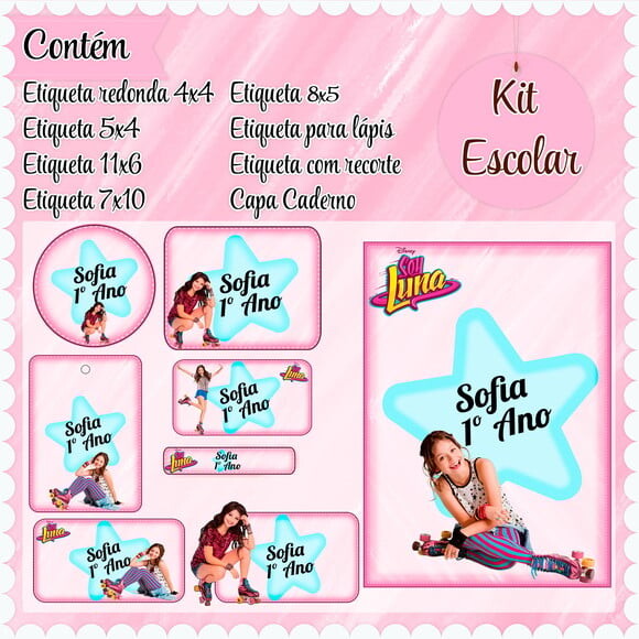 Leve + 13 Arquivo de Corte - Etiqueta Escolar (soy Luna) D