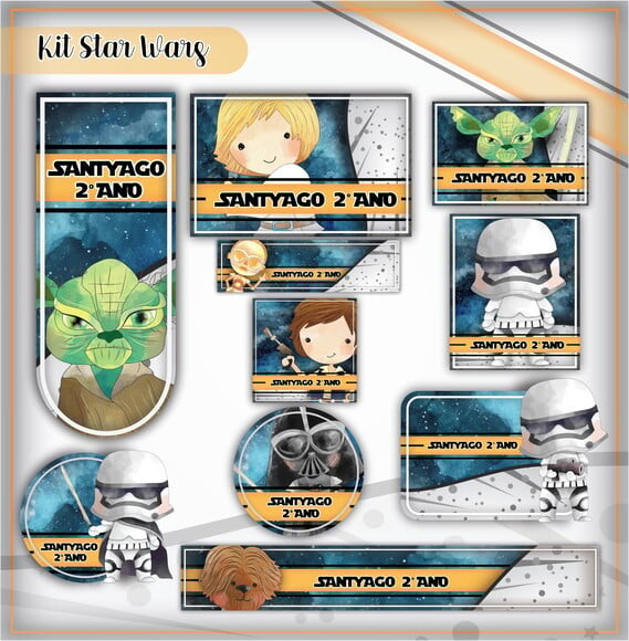 Leve + 13 Arquivo de Corte - Etiqueta Escolar (star Wars) B